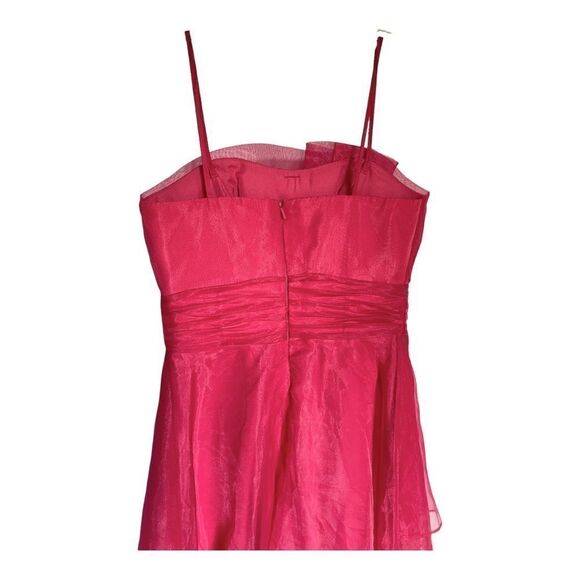 CHIFFON A Line Dress Magenta Pink Chiffon Tulle Sheer Spaghetti Strap Womens 6 - Picture 4 of 8